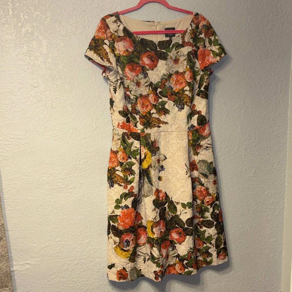 Adrianna Papell Multicolor Floral Midi Dress